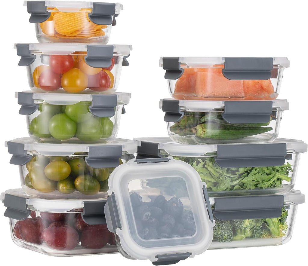 Glass Meal Prep Containers for Lunch Food Storage with Lids,  BPA Free（20 Pieces）