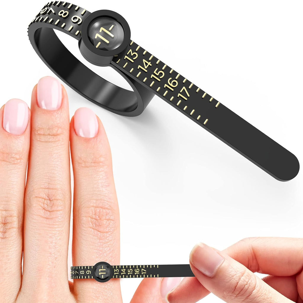 Reusable Finger Size Tape with Magnified Glass, Clear and Accurate Jewelry Sizing Tool 1-17 USA Rings