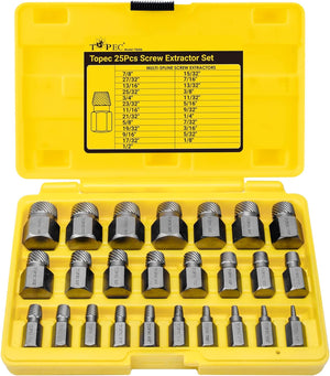 25Pcs Screw Extractor Set, Hex Head Multi-Spline Easy Out Bolt Extractor Set