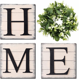 Farmhouse Wall Decor Room Decor Wood Home Sign with Artificial Eucalyptus for O