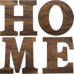 4 Pieces 12 Inch Home Sign Wooden Home Letters Wall Hanging Large Home Sign Decor for Home, Brown