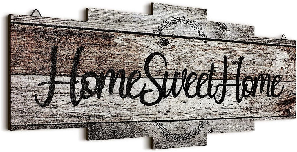 Large Rustic Farmhouse Home Plaque Wall Hanging Wooden Sign Decor (Gray)