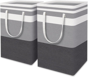 2-Pack Large Laundry Basket, Waterproof, Freestanding Laundry Hamper (Gradient Grey, 75L)