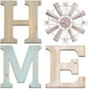 Farmhouse Home Signs with Windmill Clock Wall Decor Rustic Home Letters Wall Art