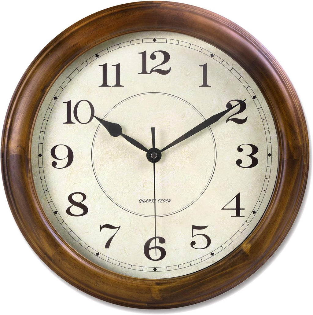 14 Inch Silent Wall Clock Large Decorative Battery Operated Non Ticking Analog Retro Clock