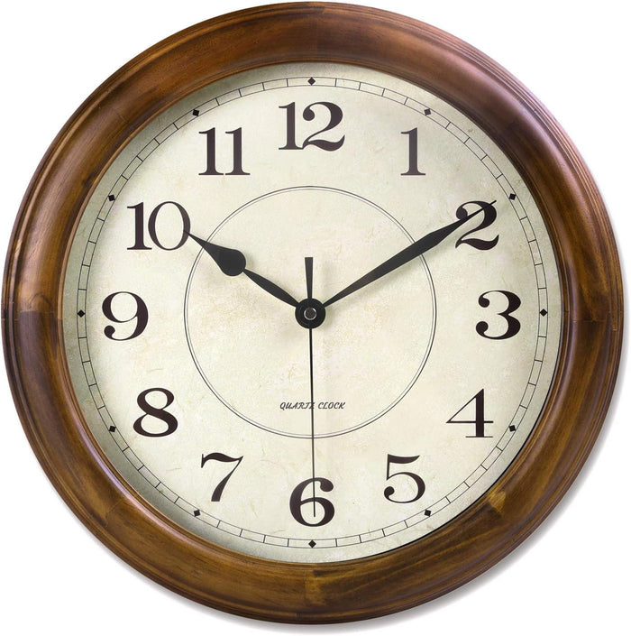 14 Inch Silent Wall Clock Large Decorative Battery Operated Non Ticking Analog Retro Clock