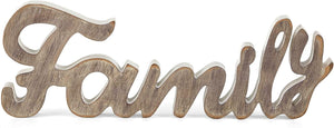 Rustic Wooden Family Sign, Wooden Family Words Decorative Sign, 17 x 6.25 Inch