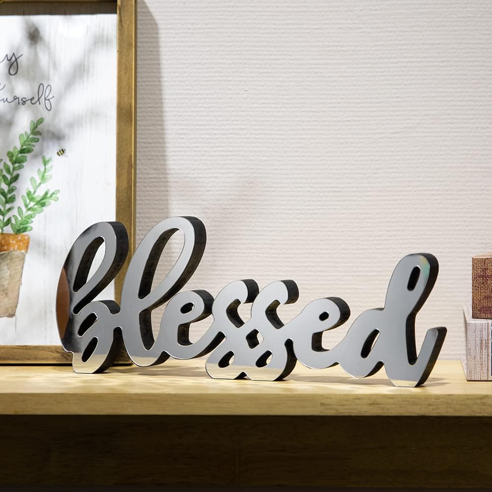 Decorative Acrylic Blocks, Freestanding Wood Tabletop Signs (Blessed)