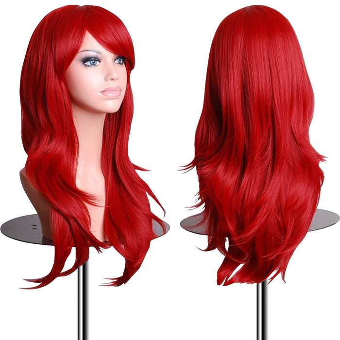 Wigs 28 inch Wavy Curly Cosplay Wig With Wig Cap and Comb (Red)