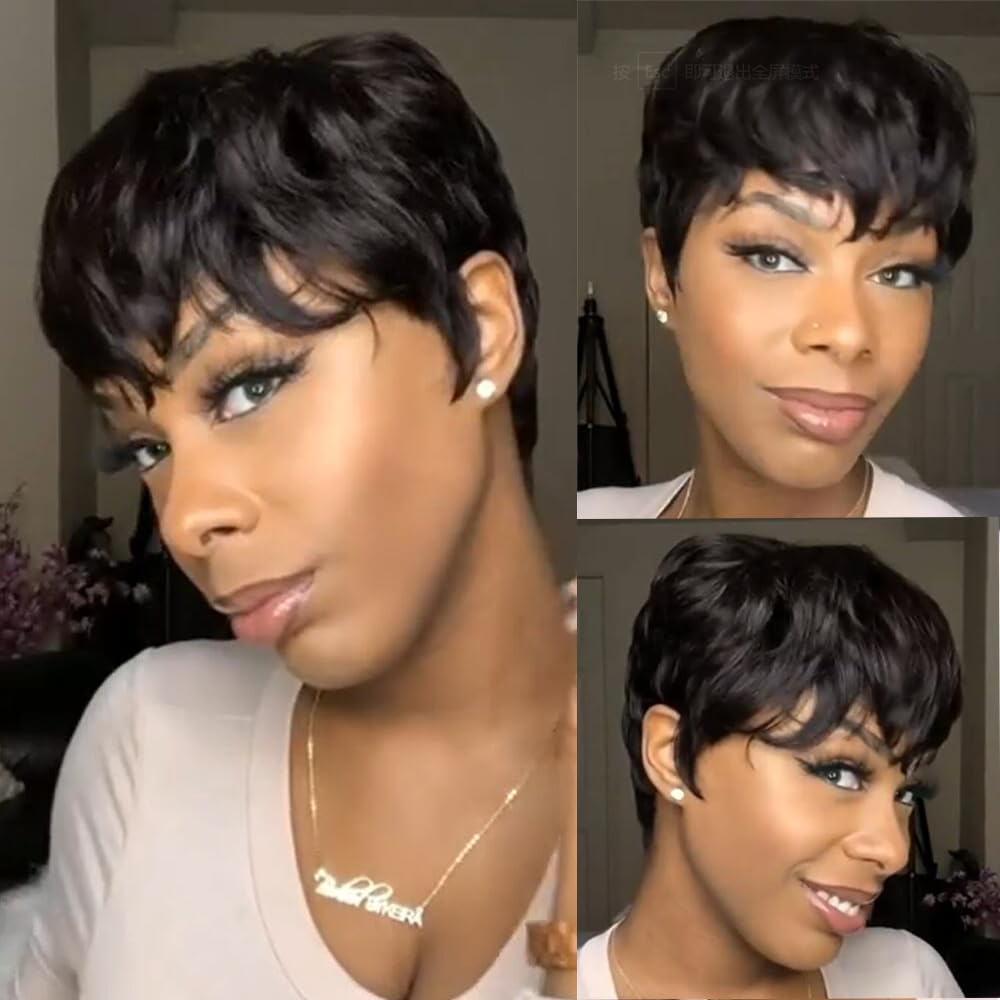 Pixie Cut Wig Human Hair Short Wigs for Black Women Short Layered Wave Natural Hair Short Wig