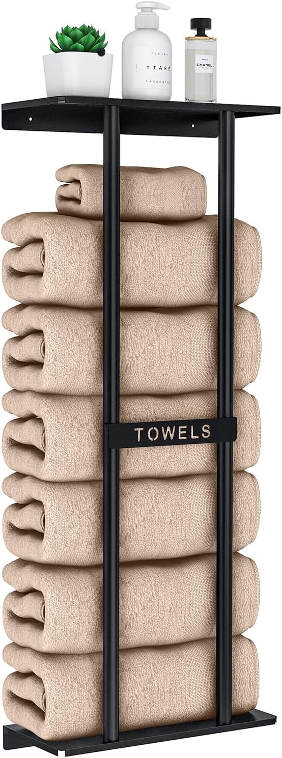 Towel Racks for Bathroom Wall Mounted 30 inch with Shelf Can Holds 6 Large Towels