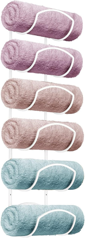 Towel Storage for Rolled Bath Shower Hand Towel, 3 Levels x 2pcs (White)