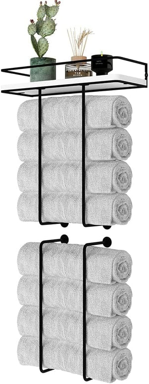 Bathroom Towel Racks for RV, Wall Mounted Shelf with Towel Holder