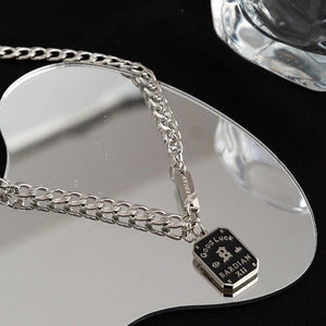 Titanium Steel Good Luck Pendant Necklace for Men Women,Punk Hip Hop