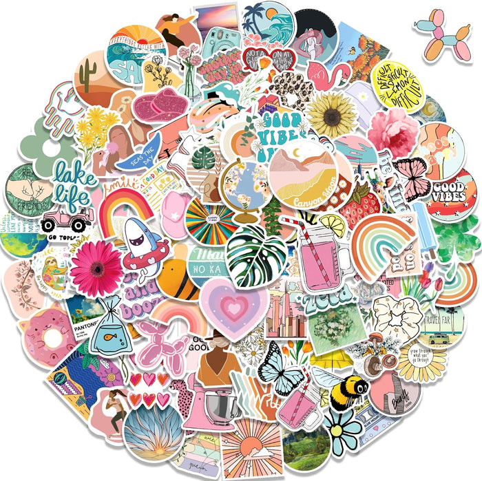 300 Pcs Aesthetic Stickers, Waterproof Vinyl for Water Bottle for Adults Girls and Kids