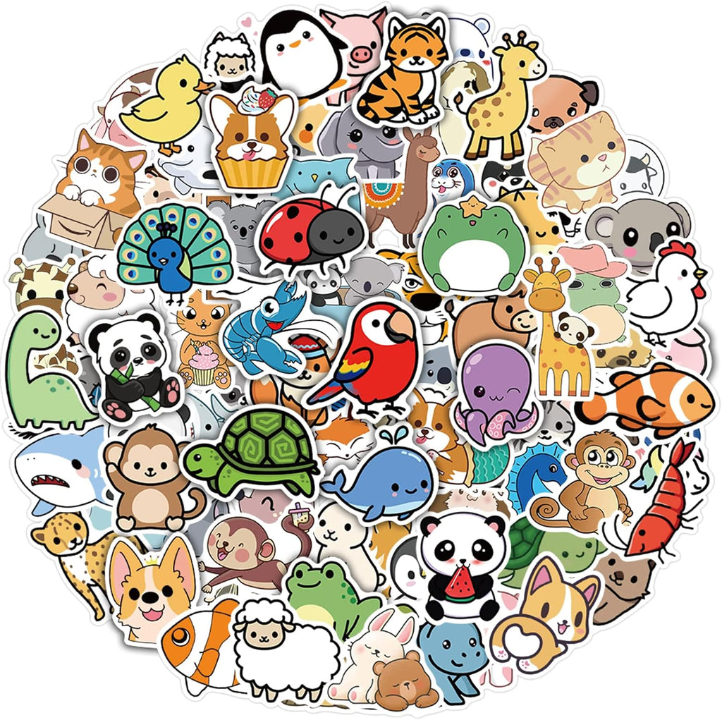 100 Pcs Cute Animal Stickers for Kids Waterproof Vinyl Laptop Stickers for Students