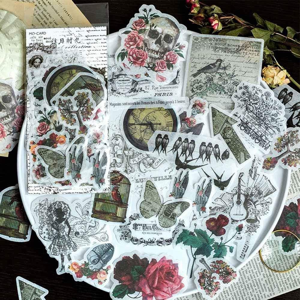60pcs Laptop Stickers, Doraking DIY Decorative Retro Elements Mushroom Butterflies Plants Set Washi Stickers (Old Times)