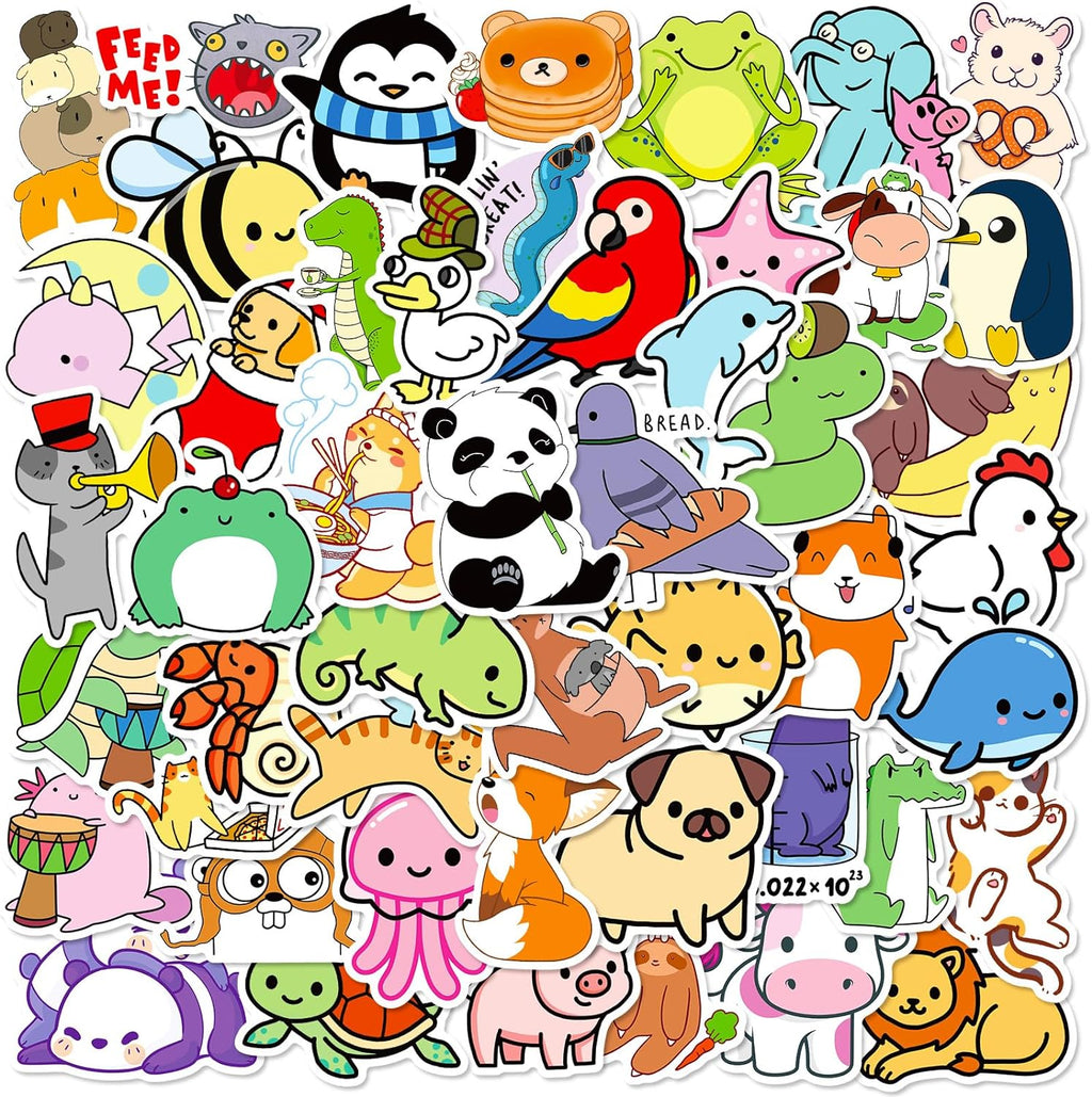100Pcs Cute Animal Stickers for Kids Water Bottles, Non-Repeating Tear-Resistant Waterproof Vinyl Water Bottles Sticker