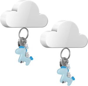 [2 Pack] Cute Cloud Key Hanger Organizer, Novel Keychain Hooks with Adhesive, White