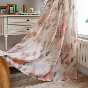 84 inches Length Light Filtering Privacy Protect Drapes Set Natural Soft Touch Leaves Pattern Window Treatment, 52" Wide, Coral and Orange, 2 Panels