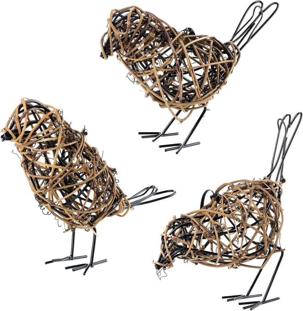 Set of 3 Handmade Bird Statue Home Decor, Metal Bird Figurine Rustic Table Decor