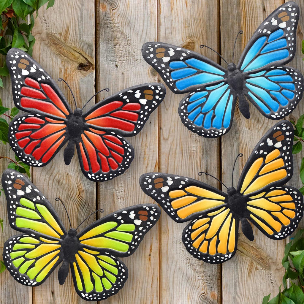 4 Pack 9.8in Metal Butterflies Wall Art Sculpture Hanging Decor