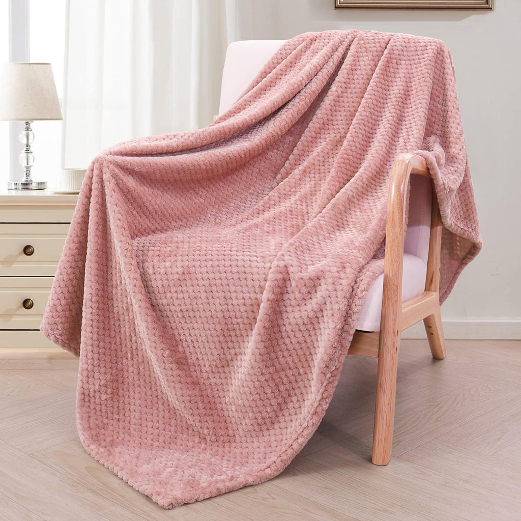 Fleece Throw Blanket Extra Large (Dusty Pink, 50x70 inches)