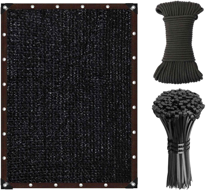 Black Shade Cloth 75% Sunblock Net for Garden Patio，Shade Sails Taped Edge with Grommets (6.5ft×16.4ft, Black)