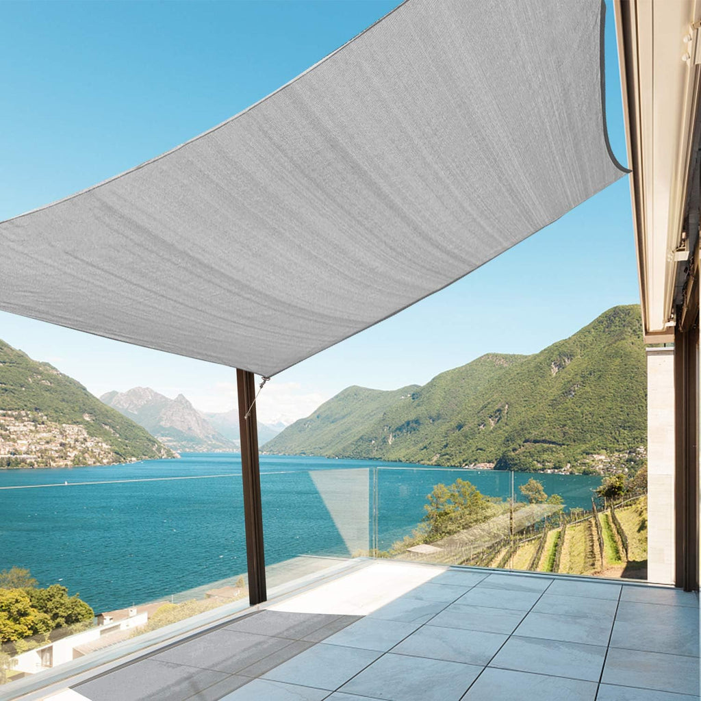 Sun Shade Sails Canopy, Light Grey Curved Outdoor Shade Canopy 12'X16' Breathable 95% UV Block
