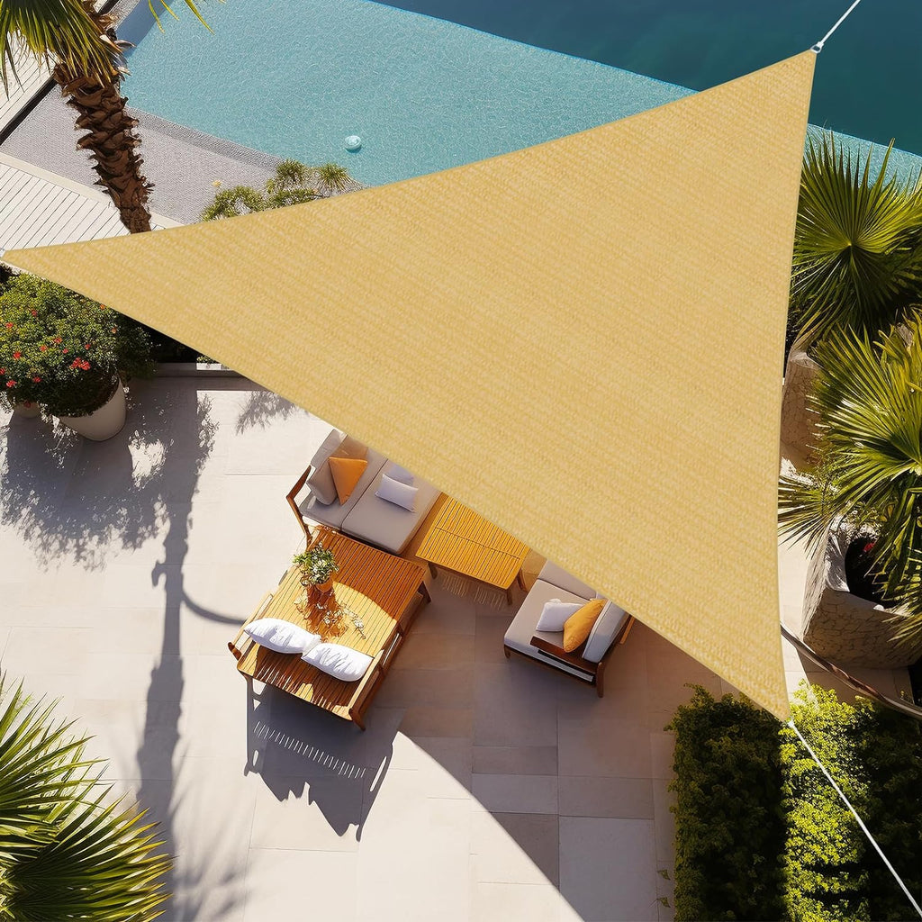 Triangle Sun Shade Sail 12'X12'X12' Permeable Canopy Sand for Patio Garden