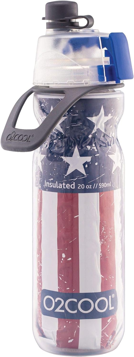 2-in-1 Mist And Sip Function With No Leak Pull Top Spout Sports Water Bottle Reusable Water Bottle - 20 oz (Patriot)