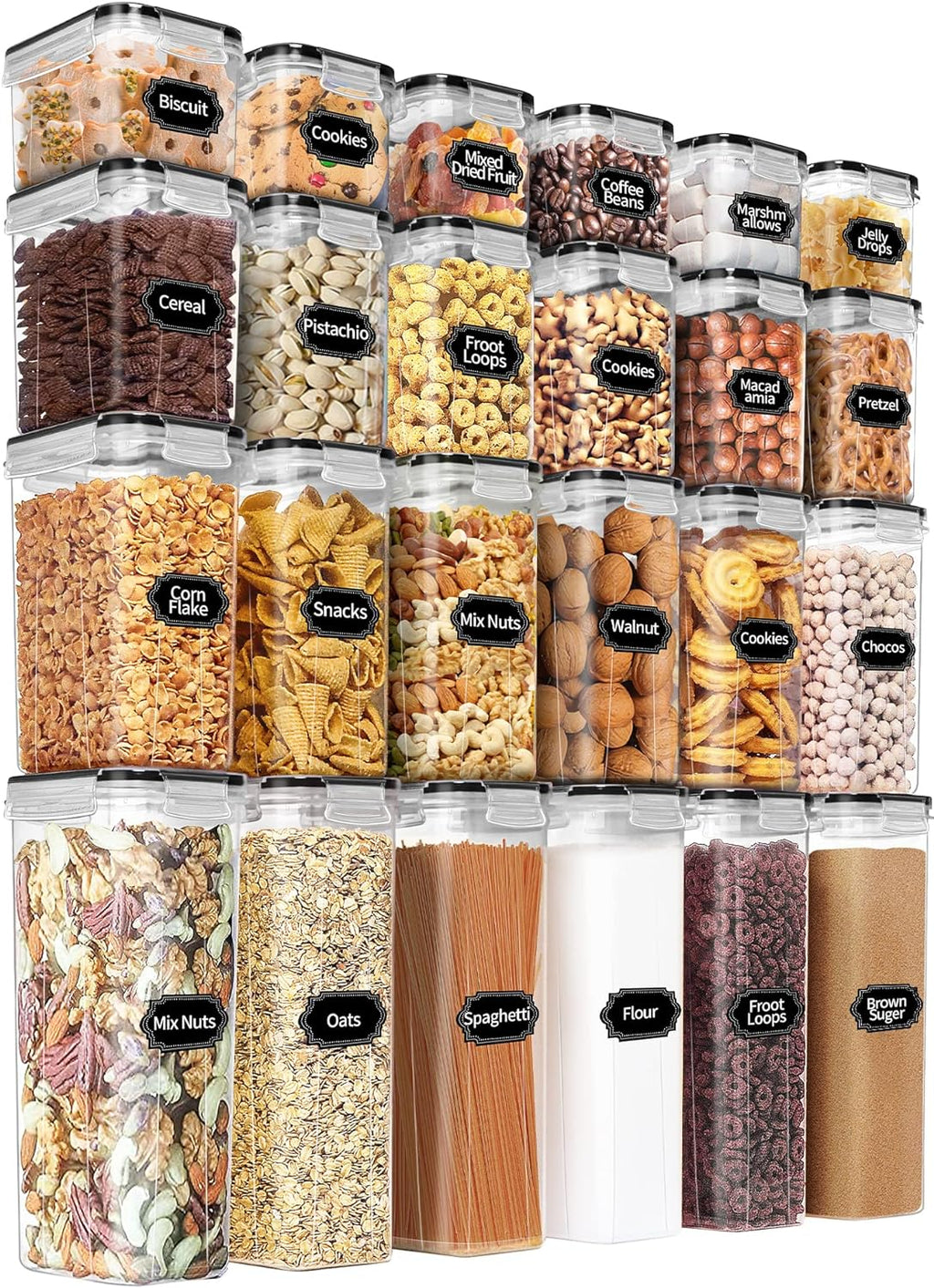 Airtight Food Storage Containers Set with Lids - 24 PCS, BPA Free Kitchen and Pantry Organization