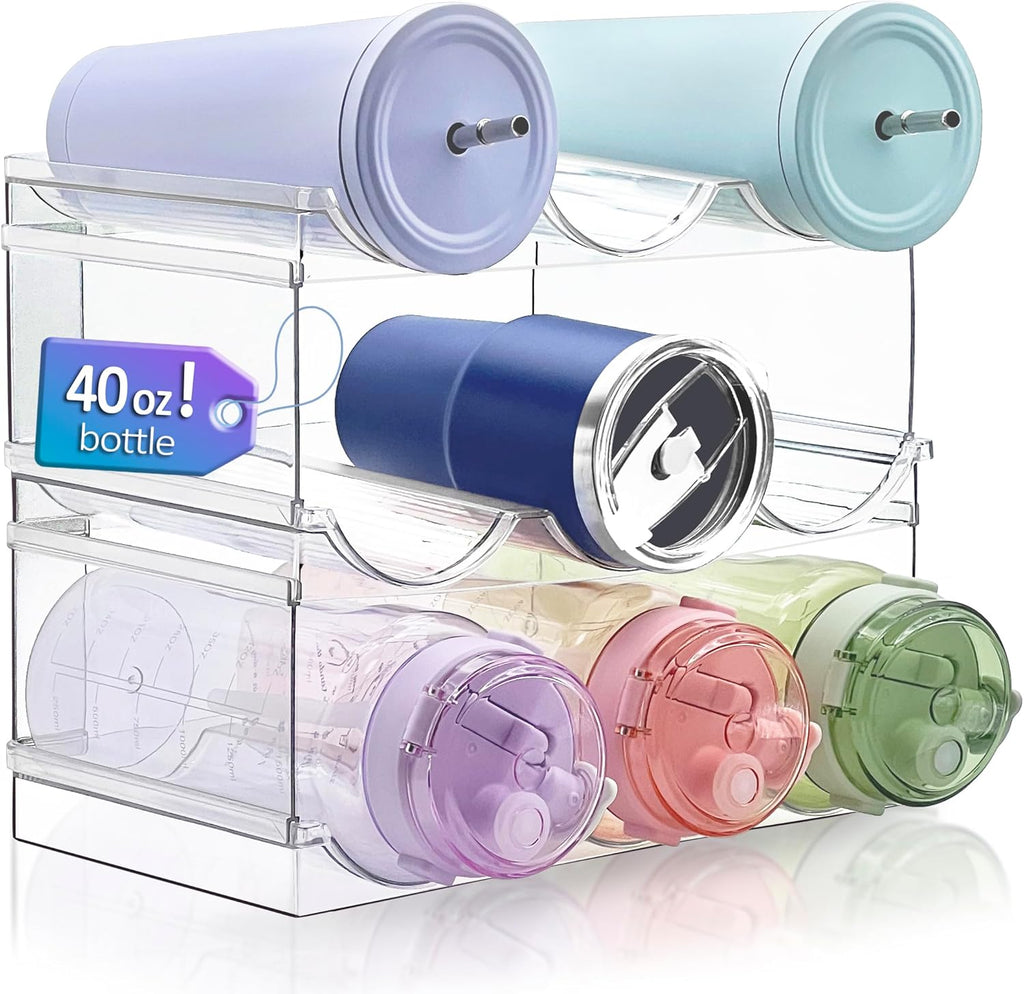 3 Pack Water Bottle Organizer, Stackable Kitchen Home Organization and Storage Shelf,9-Bottle