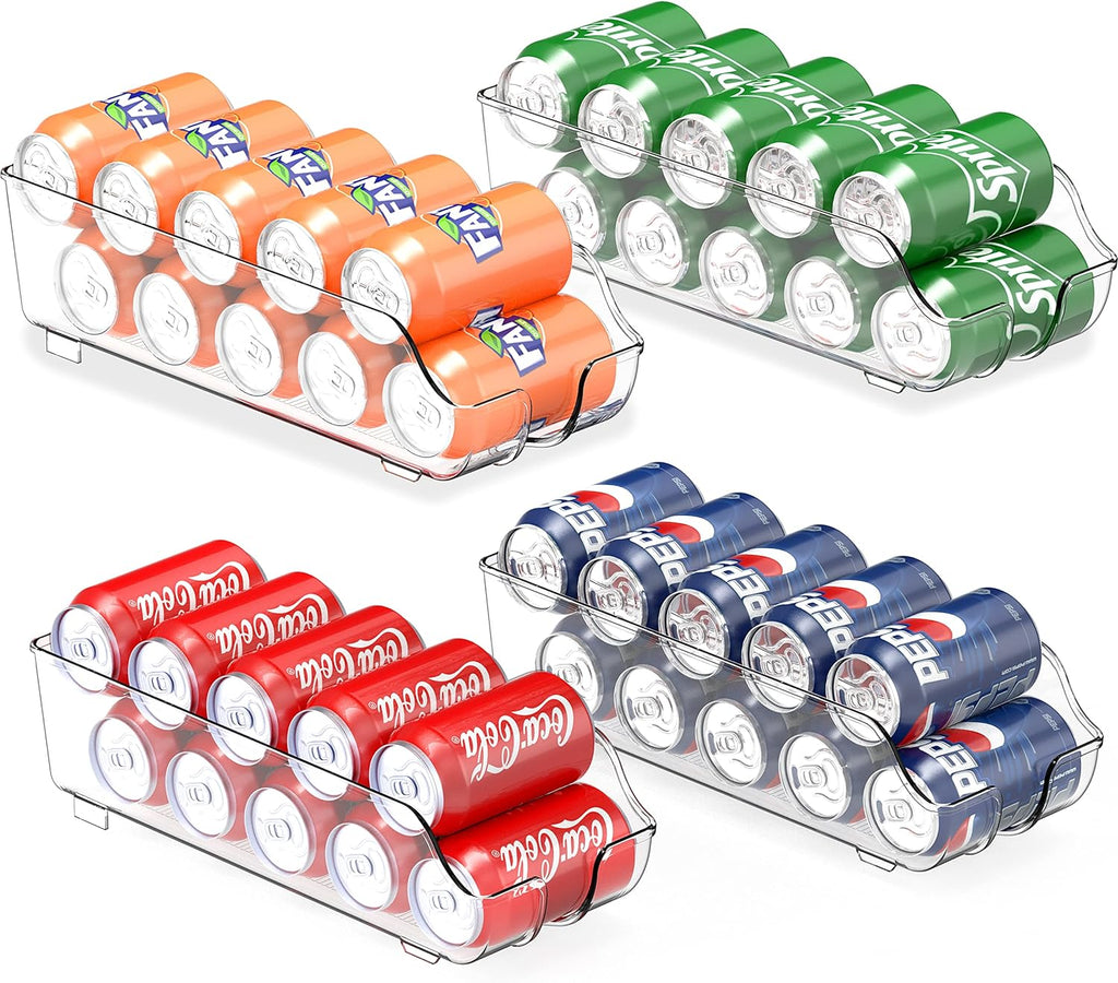 Soda Can Organizer for Refrigerator/Pantry, Clear, Set of 4