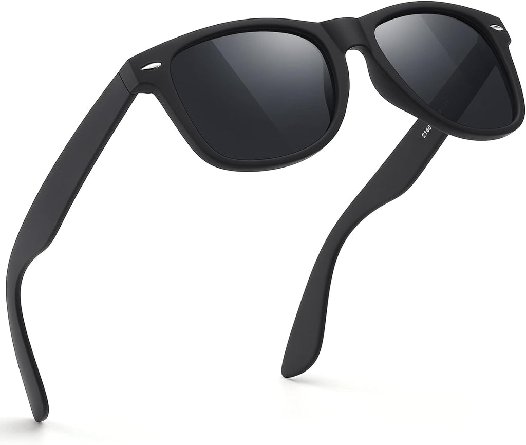 Men Polarized Sunglasses for Mens and Womens, Black Retro Sun Glasses Driving Fishing UV Protection