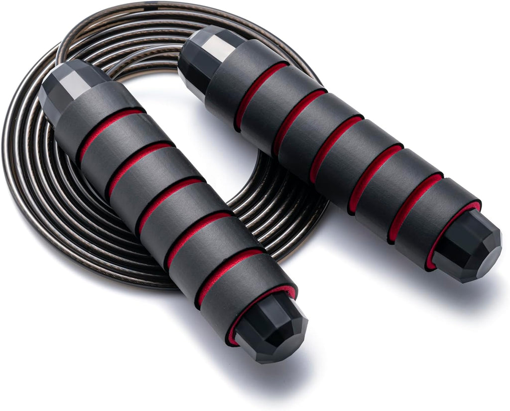 Jump Rope, Adjustable Jump Ropes, Skipping Rope Tangle-Free Rapid Speed with Ball Bearings, Red
