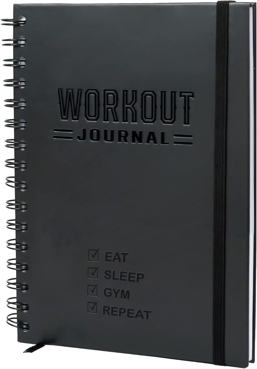 Hardcover Fitness Journal Workout Planner for Men & Women - A5 Sturdy Workout Log Book, Black