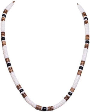 Tiger Brown & Black Coconut Shell Beads Necklace (18")