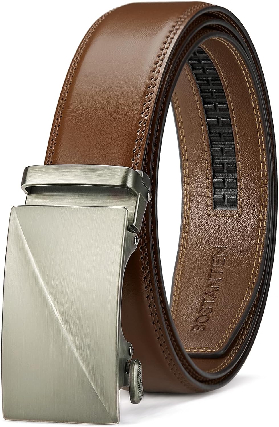 Mens Belt Leather Ratchet Belt For Men Dress and Casual with Adjustable Buckle, Trim to Fit (36"-42" Waist Adjustable)