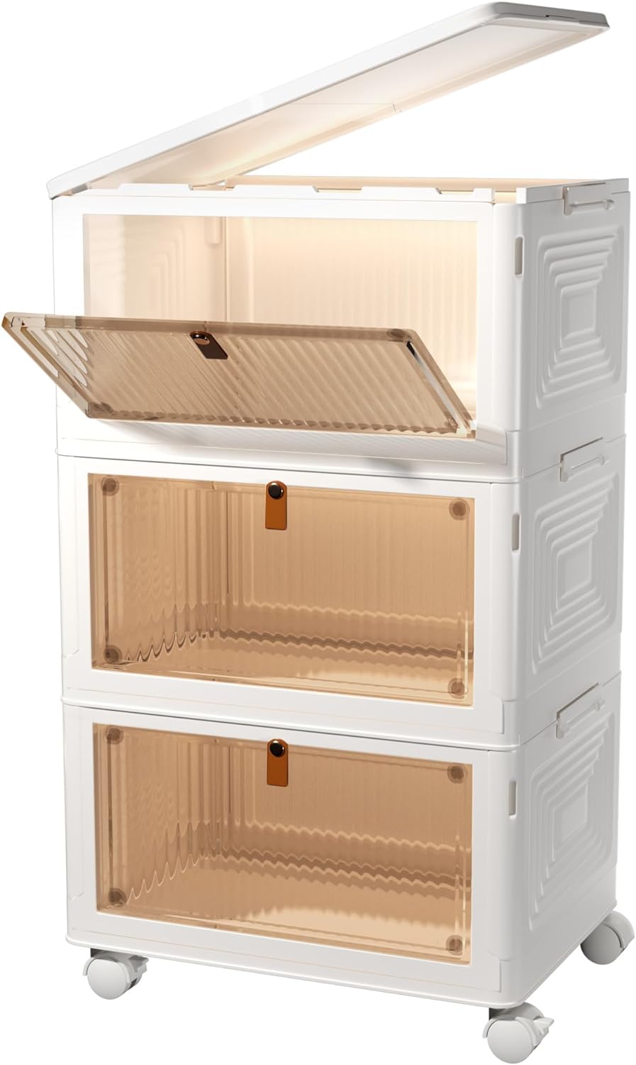 23Qt Plastic Storage Containers with Magnetic Doors & Wheels, Collapsible Storage Bins Closet Organizers