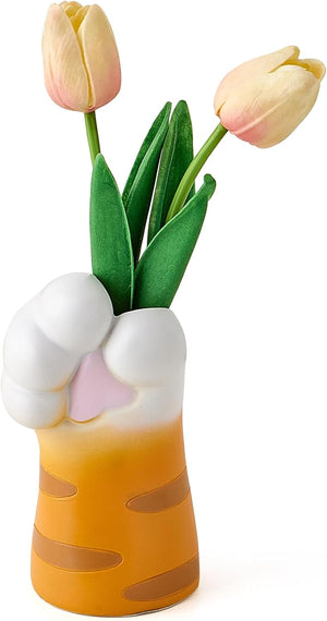 Cat Vase Cute Vases for Home Decor Cat Claw Vase Modern Art Flower Vase Table Decorative (Cannot Hold Water), Orange