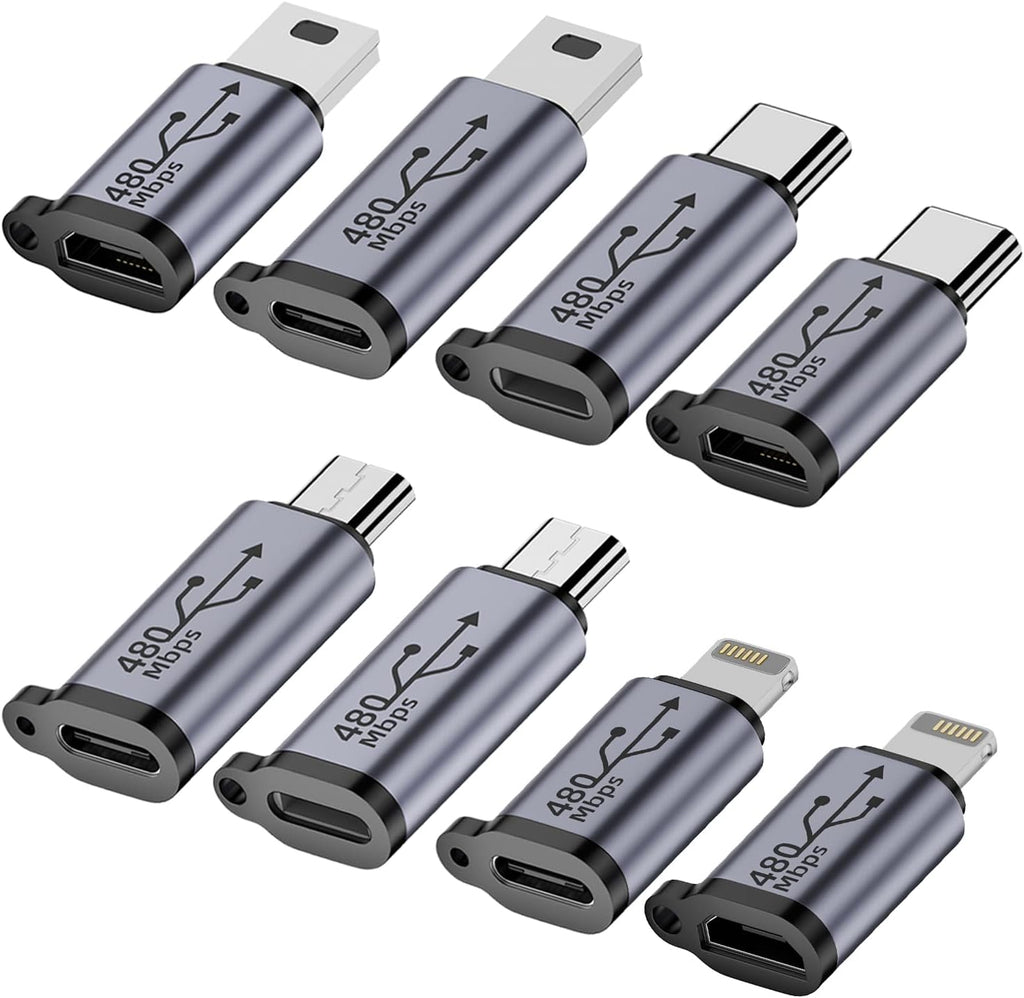 USB C/Lightning to Micro USB Adapter  (8 Pack)