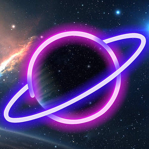 Bright LED Planet Neon Lights, USB or Battery Powered Planet Neon Signs for Wall Decor