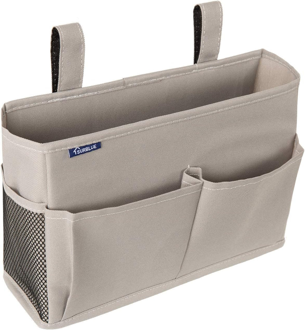 Bedside Caddy Hanging Bed Organizer Storage Bag Pocket for Bunk and Hospital Beds, College Dorm Rooms Baby Bed Rails (Small, Gray)