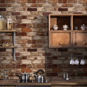 Brick Wallpaper for Home Decoration, Kitchen Wallpaper Stick and Peel Backsplash,  17.7" x 197"