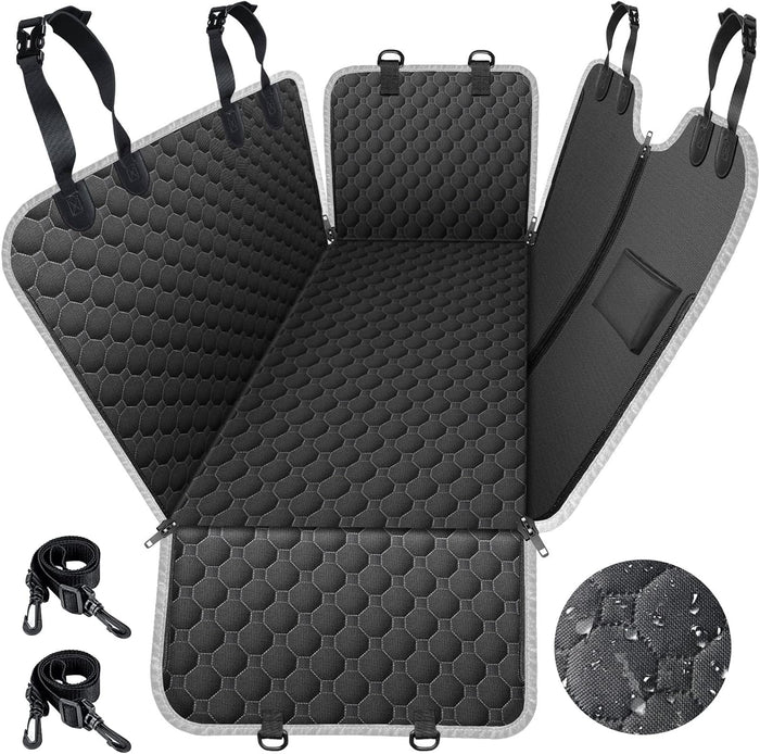 Dog Car Seat Cover for Back Seat, Waterproof Car Seat Protector for Dogs with Side Flaps, Scratchproof Dog Backseat Cover, Black