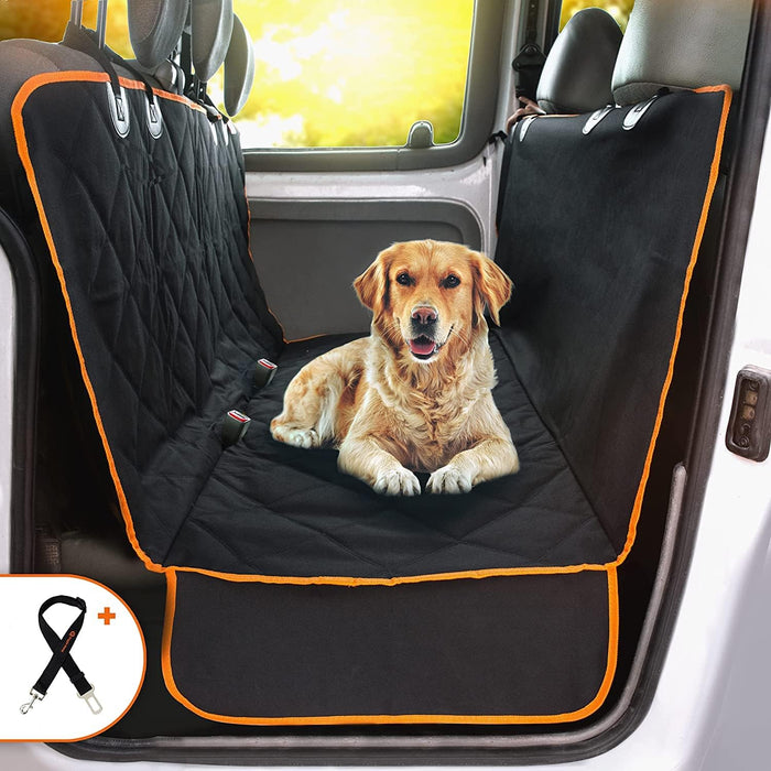 Dog Car Seat Cover for Back Seat for XL Cars, SUVs & Trucks, Nonslip Backseat Dog Hammock, Waterproof Scratchproof Protection Against Dirt, Pet Fur w/Side Flaps