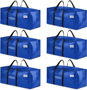 Heavy Duty Moving Bags or Storage Bags – Large Moving Boxes with Backpack Straps, Zippers & Handles, 6 pack