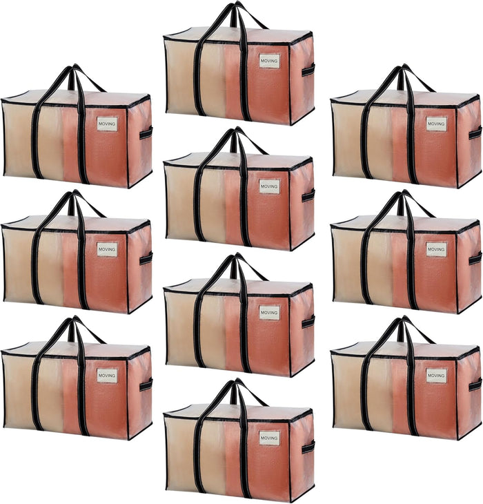 10 Pack Moving Bags, Moving Supplies, Moving Boxes, College Packing Storage Boxes with Lids Alternative