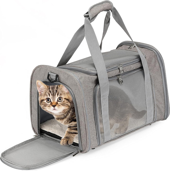 Pet Carrier, Cat Carrier, Dog Carrier, Cat Bag Carrier, Cat Travel Carrier, Soft Cat Carrier - Grey